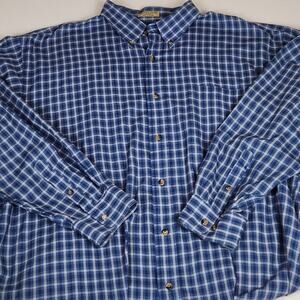 Outdoorsy Vintage Hunter's Peak Rugged Wear Blue Plaid Button Down Shirt 2XLT